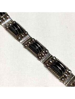 MEXICO ONYX STERL. WIRE WRAPPED BRACELET